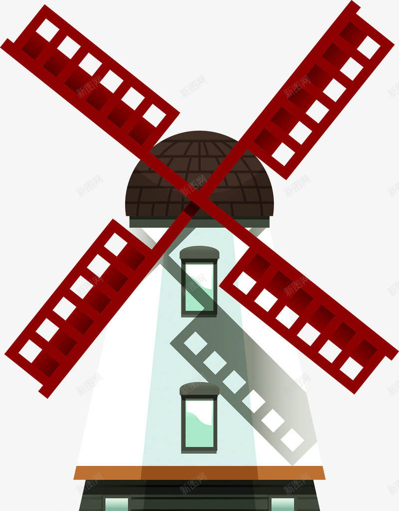 风车发电png免抠素材_88icon https://88icon.com 低碳 发电 环保 节能 风车