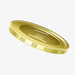 金黄一元硬币质感金属素材
