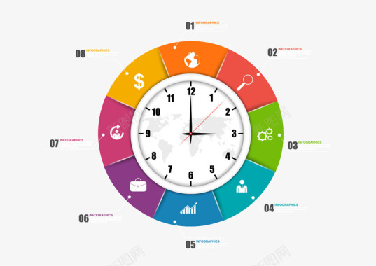 店铺时间安排彩色时钟图标图标