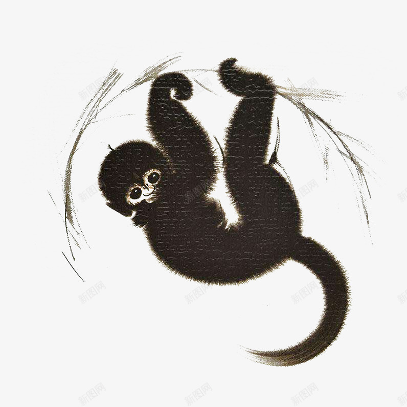 中国风古典国画水墨猴子png免抠素材_88icon https://88icon.com 古典 可爱 国画 插画 水墨 水墨猴子 水墨画 爬树 猴子