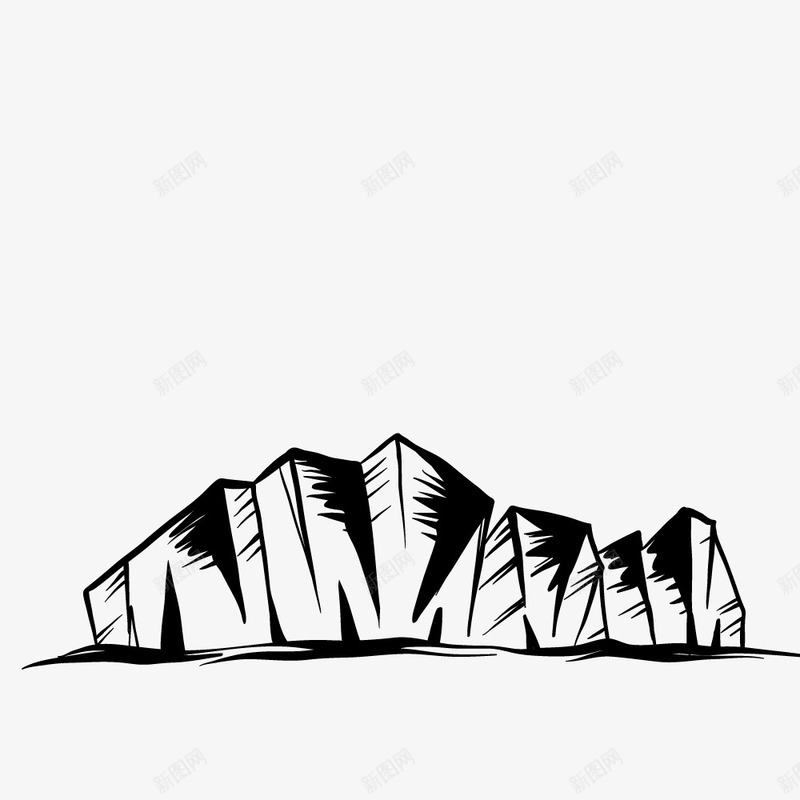 卡通简约简笔画黑白插画小清新png免抠素材_88icon https://88icon.com 小清新插画 山峰 广告设计 扁平化简约黑白样式 极简黑白图样 简笔画装饰 黑白简约插画