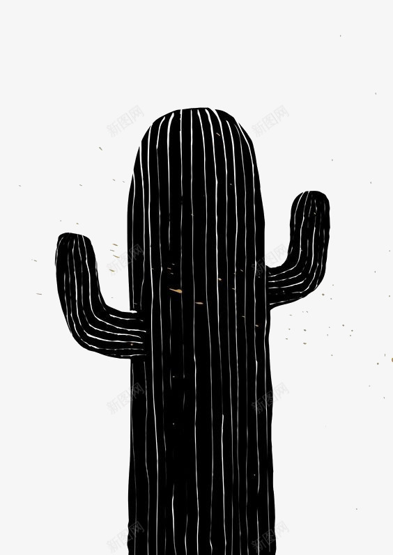 黑色仙人掌png免抠素材_88icon https://88icon.com 仙人掌 卡通 手绘 插画 植物 沙漠 黑色