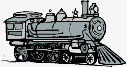 卡通手绘老式蒸汽火车车头素材