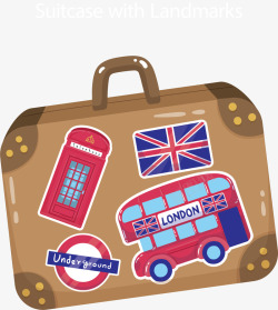 英国旅游手提行李矢量图素材