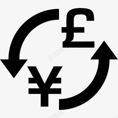 钱币转换货币兑换日元英镑签图标图标