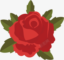 精美红色玫瑰插画矢量图素材