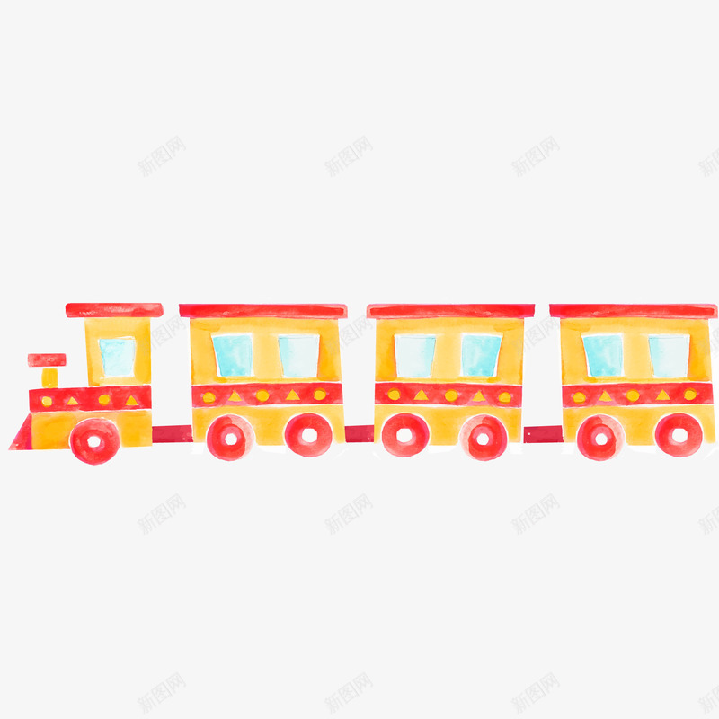 水彩绘玩具小火车png免抠素材_88icon https://88icon.com 交通工具 卡通 彩绘 手绘 火车 运输工具