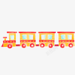 水彩绘玩具小火车素材