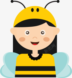 穿着小蜜蜂服装的小女孩素材