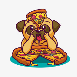 吃披萨披萨狗狗矢量图高清图片