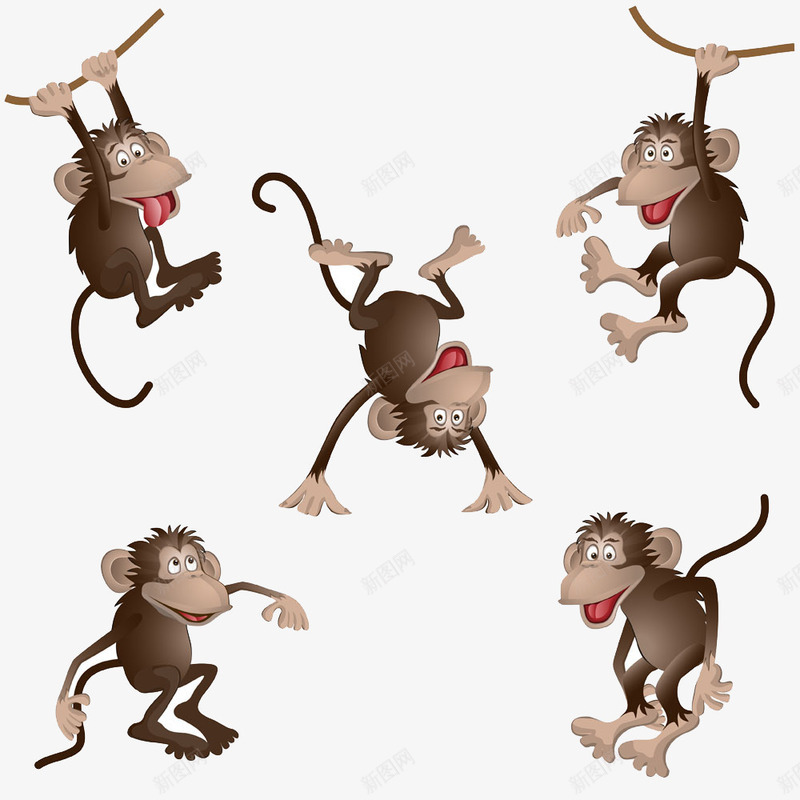 猴子png免抠素材_88icon https://88icon.com 动作 卡通 可爱 吊绳 猴子