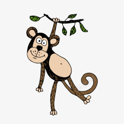拉着树枝的猴子素材