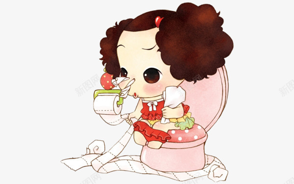 蹲马桶的女孩png免抠素材_88icon https://88icon.com 公主 可爱 女孩 手纸 马桶