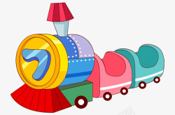 卡通手绘彩色玩具火车素材