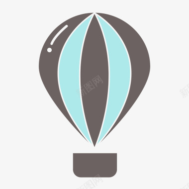 气球漂浮导航灰色扁平化热气球元素矢量图图标图标