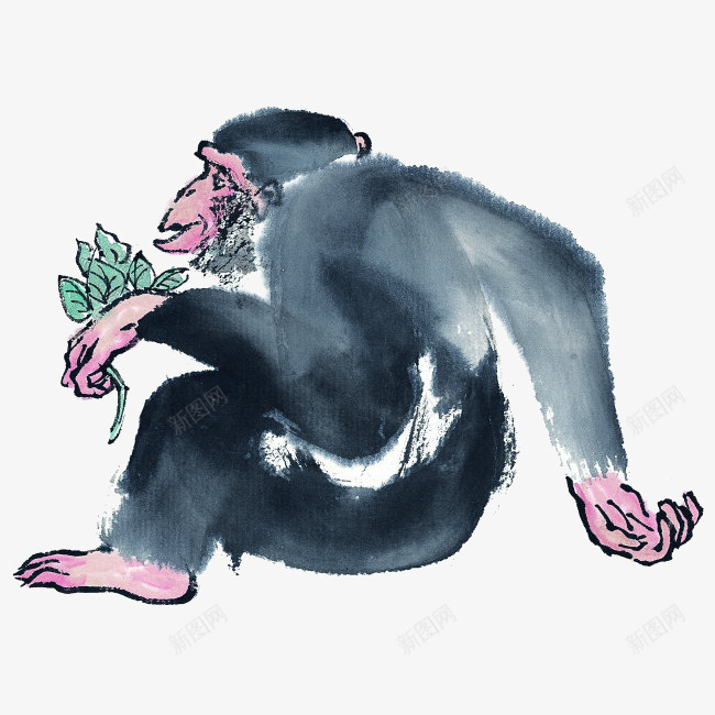 中国风水墨画猴子插画png免抠素材_88icon https://88icon.com 中国风 写生 动物 国画 插画 水墨 水墨猴子 水墨画 猩猩 猴子