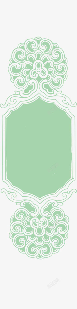 浅绿色中国风方框素材
