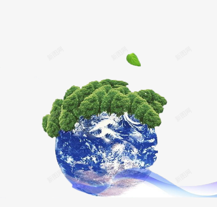 蓝色地球和绿色树木png免抠素材_88icon https://88icon.com 公益素材 植树节 环保 绿色树木 蓝色地球