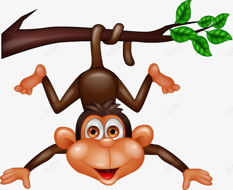树枝上的小猴子png免抠素材_88icon https://88icon.com 卡通 小猴子 树枝 水彩 绿叶