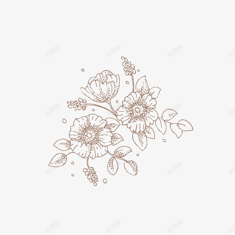 深色花束花朵png免抠素材_88icon https://88icon.com 叶子 描边 线型花纹 线性 花朵