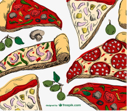 彩绘美味披萨素材