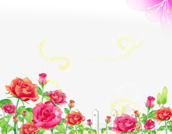 手绘玫瑰花边背景素材