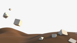 沙漠中的立方体素材