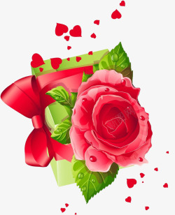 红色手绘玫瑰爱心植物素材