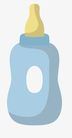 扁平化蓝色婴儿奶瓶素材