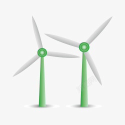 绿色卡通节能大风车素材