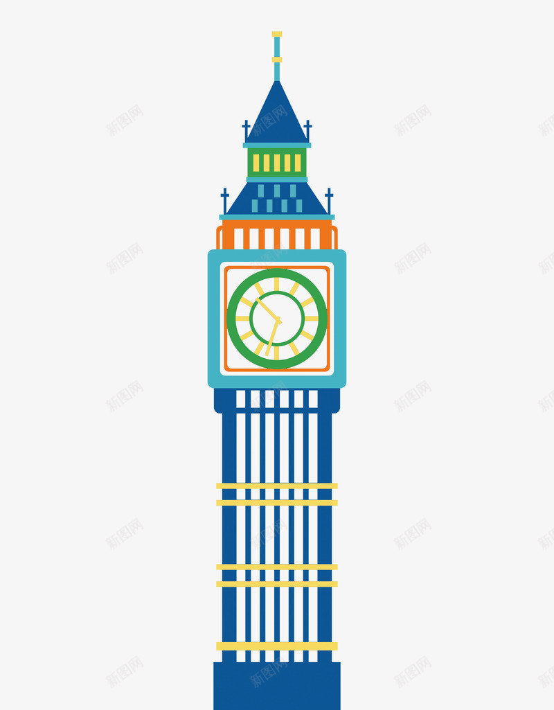 扁平化英国大笨钟矢量图ai免抠素材_88icon https://88icon.com 伦敦 大笨钟 建筑 英国地标 英国大笨钟 矢量图