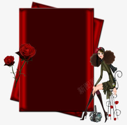 红色玫瑰装饰相框素材