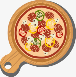意大利手工蘑菇肉酱披萨高清图片