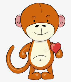 爱心和小猴子卡通图素材