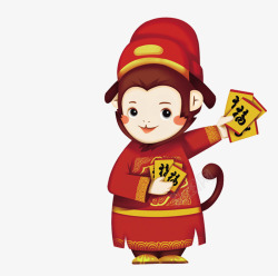 卡通中国风新年金猴送福素材