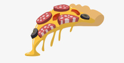 黄色红点卡通鱼型披萨图案素材