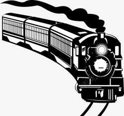黑白装饰插图蒸汽运输火车素材