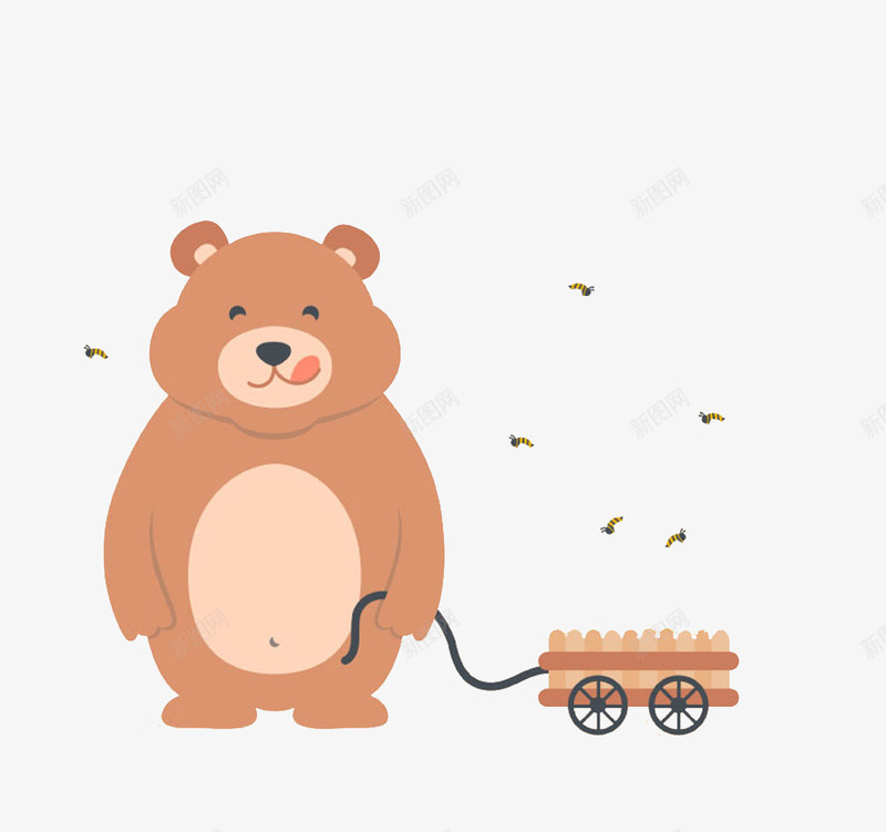 拉罐车的熊和蜜蜂png免抠素材_88icon https://88icon.com 动物 卡通 可爱 熊 罐车 蜜蜂
