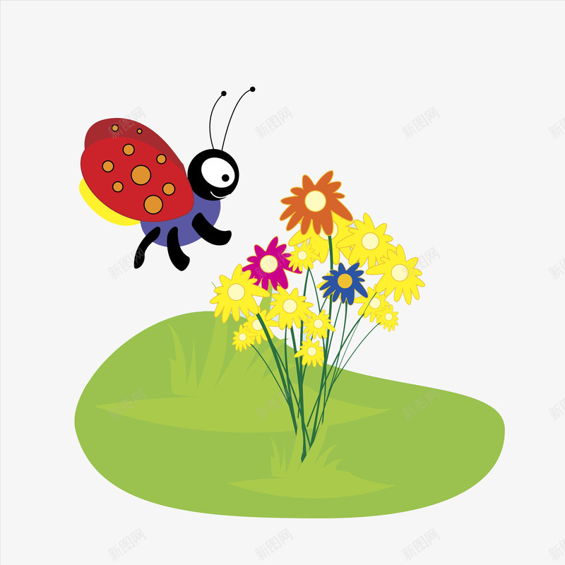 采花的蜜蜂png免抠素材_88icon https://88icon.com 卡通 可爱的 小蜜蜂 插图 绿色的 花卉 黄色 黄色的