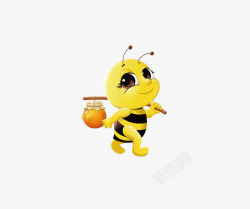 挑着罐子的蜜蜂素材