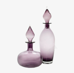 玻璃瓶盖紫色带盖透明玻璃瓶家居摆件高清图片