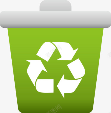 垃圾桶绿色循环垃圾桶图标图标