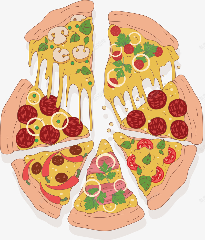 丝滑的大杂烩披萨矢量图ai免抠素材_88icon https://88icon.com 卡通扁平披萨 卡通披萨 大杂烩 扁平披萨 披萨 披萨饼 矢量披萨 矢量图