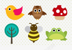 卡通可爱小鸟动物蜜蜂素材