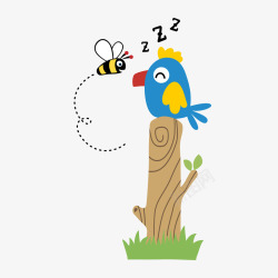 蜜蜂啄木鸟卡通可爱的啄木鸟和蜜蜂矢量图高清图片