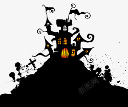 黑色恐怖城堡装饰图案素材