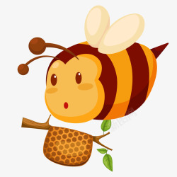 彩色卡通蜜蜂采蜜素材
