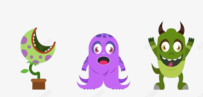 卡通可爱小动物png免抠素材_88icon https://88icon.com 动物 卡通 手绘食人花 植物 章鱼 食人花