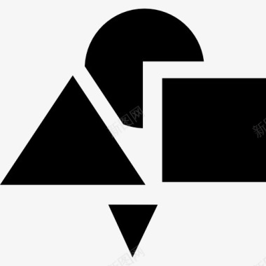形状和符号几何图形组与向下箭头图标图标