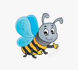 蓝色翅膀的蜜蜂素材